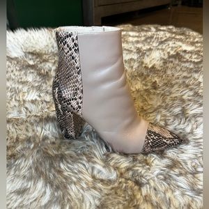 Bootie with snakeskin detail